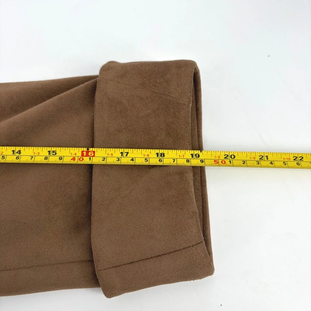 Tahari Arthur S Levine Faux Suede Jacket Camel Brown 14W Button Front 3/4 Sleeve